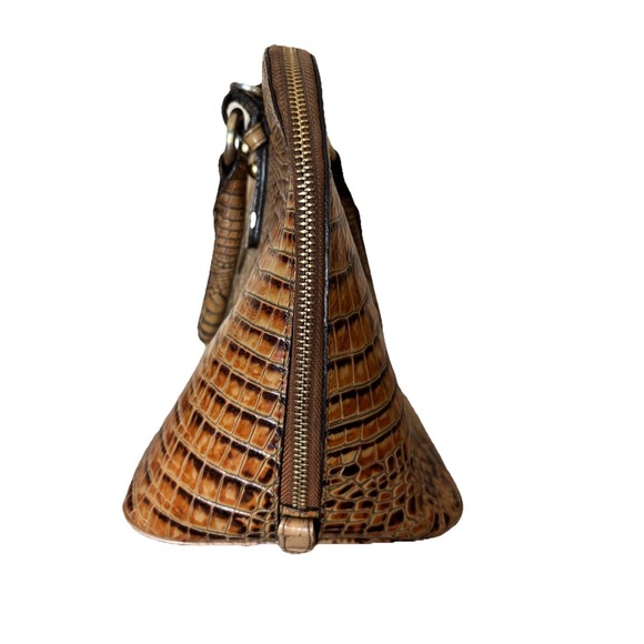 BRAHMIN Purse Brown Croc Embossed Leather Bag Tote Handbag Designer Crossbody - Picture 8 of 16